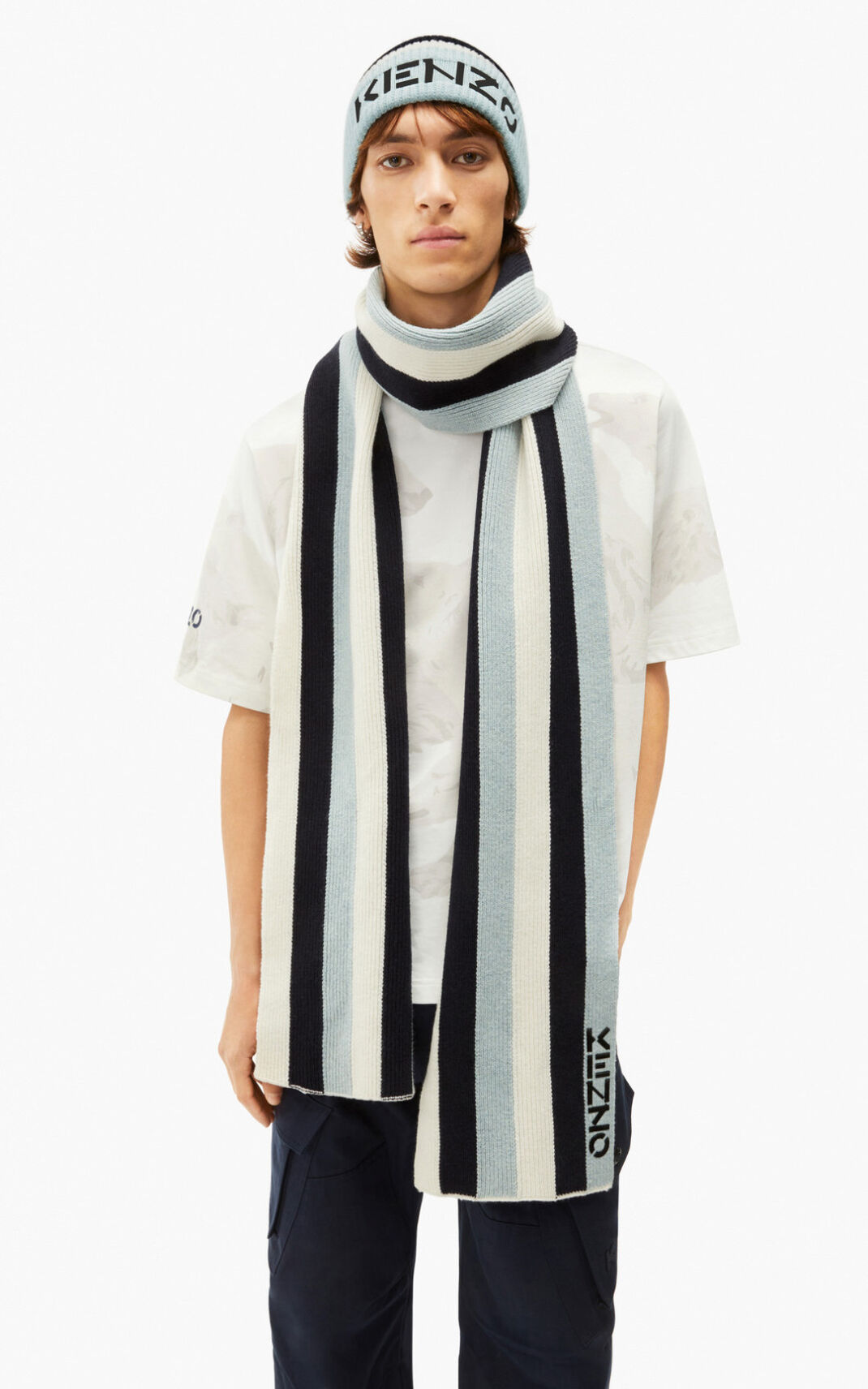 Kenzo The Vinter Capsule striped wool Halsduk Dam | 89742-OXFN